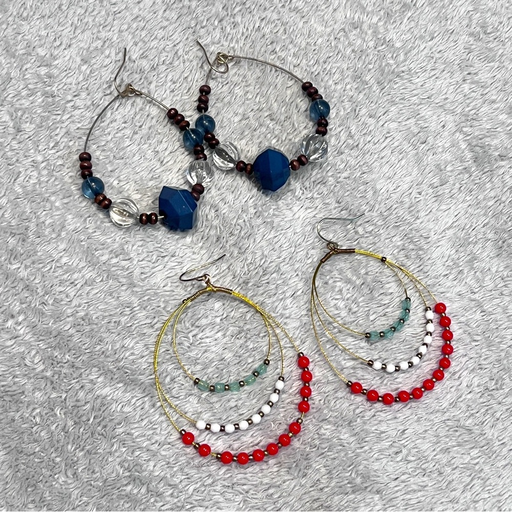 Handmade Bead and Wire Earrings